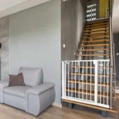 Froadp Barrière De Sécurité Extensible, Barrière De Pression Sans Perçage, Grilles De Porte Barrières Pour Bébé Et Chiens, Porte De Protection D'escalier En Métal Largeur Réglable(Blanc, 75-85cm) -Promos Matériel Boutique 72872620 4