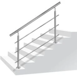 Froadp 80cm Mains Courantes à Angle Réglable, Rampe D'escalier En Acier Inoxydable, Rambarde Avec Anneau à Billes Et 2 Poteaux, Garde-corps à Tige Pour Escalier Balcon Terrasse Parapet(3 Crossbar)