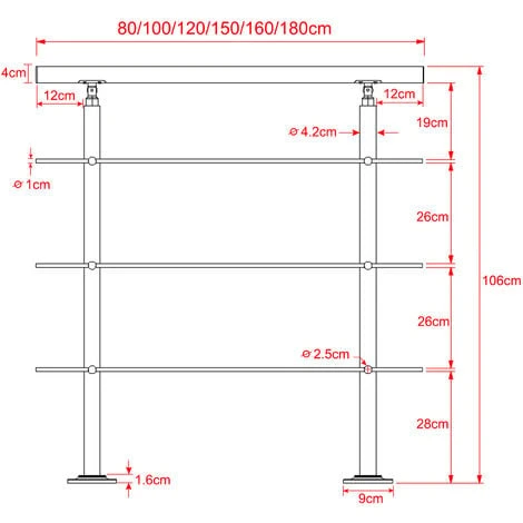 Froadp 80cm Mains Courantes à Angle Réglable, Rampe D'escalier En Acier Inoxydable, Rambarde Avec Anneau à Billes Et 2 Poteaux, Garde-corps à Tige Pour Escalier Balcon Terrasse Parapet(3 Crossbar) 2 Froadp 80cm Mains Courantes à Angle Réglable, Rampe D'escalier En Acier Inoxydable, Rambarde Avec Anneau à Billes Et 2 Poteaux, Garde-corps à Tige Pour Escalier Balcon Terrasse Parapet(3 Crossbar) – Image 2