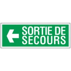 Panneau Sortie De Secours Flèche Gauche (texte) - Rigide 330x120mm - 4035550