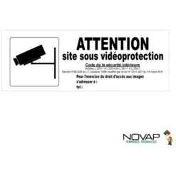 Panneau Attention Site Sous Vidéoprotection Avec Pictogramme - Rigide 330x120mm - 4140858
