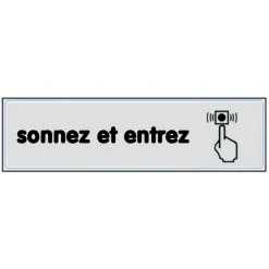 Plaquette Sonnez Et Entrez - Plexiglas Argent 170x45mm - 4321110