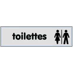Plaquette Toilettes H/F - Plexiglas Argent 170x45mm - 4321233