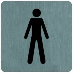 Plaque De Porte Toilettes Homme - Aluminium Brosse 100x100mm - 4384023
