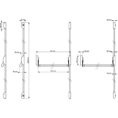 Serrure Barre Antipanique Cross Bar 2 Points Haut Bas DOM Metalux Couleur - Blanc, Dimension - 840 Mm 2 Serrure Barre Antipanique Cross Bar 2 Points Haut Bas DOM Metalux Couleur - Blanc, Dimension - 840 Mm – Image 2
