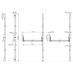 Serrure Barre Antipanique Cross Bar 3 Points Haut Bas DOM Metalux Couleur - Rouge