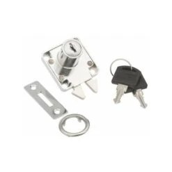 Serrure à Crochet De Porte Coulissante En Acier Chromé Avec Clés Barillet Rosace Et Platine Meuble Porte Verrou Placard Armoire Tiroir Portail