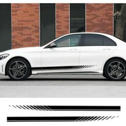 2 Pièces Autocollants De Modification De Carrosserie De Voiture Graphiques Vinyle Course Rayures Accessoires Décoratifs Autocollants