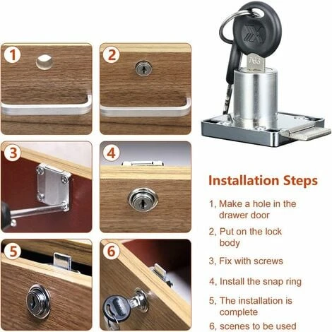 Lot De 4 Serrures à Came En Alliage De Zinc De 22 Mm Pour Placard, Tiroir Avec Clés Identiques Pour La Maison, Le Bureau, Les Meubles, Les Portes De Boîte Aux Lettres (22 Mm),Superma 3 Lot De 4 Serrures à Came En Alliage De Zinc De 22 Mm Pour Placard, Tiroir Avec Clés Identiques Pour La Maison, Le Bureau, Les Meubles, Les Portes De Boîte Aux Lettres (22 Mm),Superma – Image 3