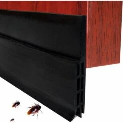 Bas De Porte Adhésif Souple En Silicone Isolation Thermique Bande D'étanchéité Anti-bruit Anti-poussière Air Froid Anti-souris Fourmi Cafard Insectes (100 Cm X 5 Cm Noir)