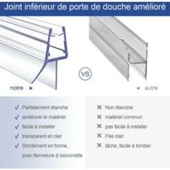 Meykoers Joint De Douche 60cm Pour Douche Des Scellées Porte, Salle De Douche Joint D'étanchéité PVC , Protection étanche, Pour 4-6mm De Verre -Promos Matériel Boutique 74859401 3
