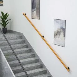 Main Courante D'escalier Ronde En Bois Massif—50 Cm Trousse D'outils Complète, Garde-Corps Antidérapants Pour L'intérieur De La Maison, Mains Courantes En Bois Sûres Pou/ LionKnight -Promos Matériel Boutique 75367784 3