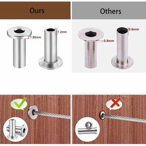 20 Pcs Manchons De Protection En Acier Inoxydable Pour Garde-corps De Câble 1/8 Pouce Poteaux En Bois, Balustrade De Bricolage/ LionKnight 4 20 Pcs Manchons De Protection En Acier Inoxydable Pour Garde-corps De Câble 1/8 Pouce Poteaux En Bois, Balustrade De Bricolage/ LionKnight – Image 4