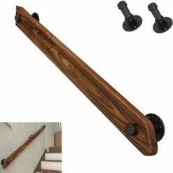 Main Courante Main Courante D'escalier 30cm, Mains Courantes Intérieures En Bois Antidérapantes De Sécurité, Rampes De Terrasse De Lofts De Couloir De Jardin Fixés Au Mur, Tige,Seuçais