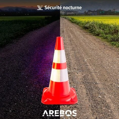 AREBOS 10 X Cône De Signalisation Orange Blanc Réfléchissant 50 Cm Cônes De Circulation 3 AREBOS 10 X Cône De Signalisation Orange Blanc Réfléchissant 50 Cm Cônes De Circulation – Image 3