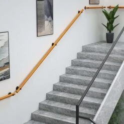 Runder Treppenhandlauf Aus Massivholz - 50 Cm Komplettes Werkzeugset, Rutschfeste Geländer Für Den Innenbereich, Sichere Handläufe Aus Holz Für ,13Thirteen -Promos Matériel Boutique 75591588 5