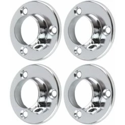 4x Support De Tringle à Visser Rond Diamètre 25mm En Acier Chromé Meuble Penderie Armoire Placard Garde Robe Porte Manteau