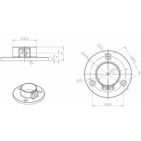 4x Support De Tringle à Visser Rond Diamètre 25mm En Acier Chromé Meuble Penderie Armoire Placard Garde Robe Porte Manteau 2 4x Support De Tringle à Visser Rond Diamètre 25mm En Acier Chromé Meuble Penderie Armoire Placard Garde Robe Porte Manteau – Image 2