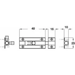 Verrou à Broche Pour Meuble En Laiton Chromé Avec Pêne Rond Coulissant Et Contre Pièce à Visser Levier Loquet Cadenas Fermeture Porte Rénovation Targette Sécurité, 40 X 25mm -Promos Matériel Boutique 76486737 3