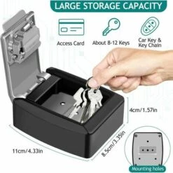 Imperméable Boite à Clés A Code Boîte à Cléf Sécurisée Extérieur Boitier Clefs Mural Coffre A Clef Antirouille Grand Key Safe Box, Pour Maison Bureau Garage Appartement Décoration (Grise) -Promos Matériel Boutique 76605413 3