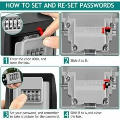 Imperméable Boite à Clés A Code Boîte à Cléf Sécurisée Extérieur Boitier Clefs Mural Coffre A Clef Antirouille Grand Key Safe Box, Pour Maison Bureau Garage Appartement Décoration (Grise) -Promos Matériel Boutique 76605413 5