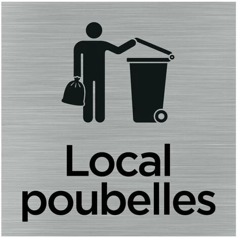 Pictogramme Local Poubelles (Q1024). Signalisation Porte 150 X 150 Mm. Autocollant Souple Ou Plaque Alu Brossé 2 Mm Ep. - Adhésif Aspect Aluminium Brossé 1 Pictogramme Local Poubelles (Q1024). Signalisation Porte 150 X 150 Mm. Autocollant Souple Ou Plaque Alu Brossé 2 Mm Ep. - Adhésif Aspect Aluminium Brossé