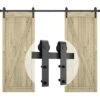 STOEX Quincaillerie Kit De Rail Roulettes Pour Porte Coulissante Hardware Pour Double Porte Suspendue En Bois Sliding Barn Door Hardware - 183CM/10FT
