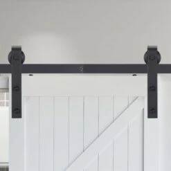 STOEX Quincaillerie Kit De Rail Roulettes Pour Porte Coulissante Hardware Pour Double Porte Suspendue En Bois Sliding Barn Door Hardware - 183CM/10FT -Promos Matériel Boutique 77009088 4