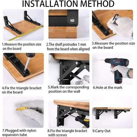Héloise Lot De 2 Equerre Etagere 300mm, Support Console Pliable, Acier Inoxydable Equerre Rabattable Murale, 60KG/132lbs Porteur 5 Héloise Lot De 2 Equerre Etagere 300mm, Support Console Pliable, Acier Inoxydable Equerre Rabattable Murale, 60KG/132lbs Porteur – Image 5