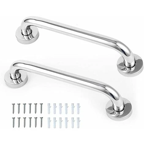 Lot De 2 poignées Antidérapantes, En Acier Inoxydable, Pour Salle De Bain, Baignoire, Douche, Conviennent Aux Personnes âgées Et Aux Enfants, 30 cm 2 Lot De 2 poignées Antidérapantes, En Acier Inoxydable, Pour Salle De Bain, Baignoire, Douche, Conviennent Aux Personnes âgées Et Aux Enfants, 30 cm – Image 2