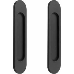 Lot De 2 Poignées De Porte Coulissante Ovales Auto-adhésives En Alliage D'aluminium Noir Mat Sans Perforation Pour Porte Coulissante De Grange, Fenêtres, Armoires