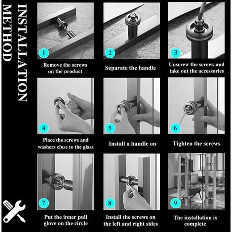 Poignée Coulissante De Porte De Grange, Poignée En H Double Face Pour Porte En Verre/bois, Acier Inoxydable, Noir Mat 3 Poignée Coulissante De Porte De Grange, Poignée En H Double Face Pour Porte En Verre/bois, Acier Inoxydable, Noir Mat – Image 3