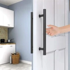 Poignée De Porte Coulissante, Double Face En Forme De H, Poignée De Porte Battante Robuste, Noire Longueur 600 Mm Espacement Des Trous 400 Mm -Promos Matériel Boutique 78045625 3