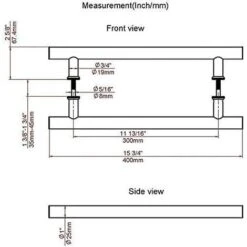 Poignée De Porte Coulissante, Double Face En Forme De H, Poignée De Porte Battante Robuste, Noire Longueur 600 Mm Espacement Des Trous 400 Mm -Promos Matériel Boutique 78045625 4