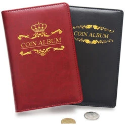 Album Pieces De Monnaie 120 Pochettes, Album De Collection Pieces De Monnaie, Album De Pièces En Cuir, Classeur Pour Monnaie De Différentes Tailles De Petites Aux Moyennes Pièces (Rouge+noir)