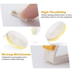 20m Bande De Joint, Auto-adhésif Anticollision Joint De Porte,Joint D'étanchéité De Porte Et Fenêtre Pour Anti-intempéries/isolation Acoustique - 9mmx6mm -Promos Matériel Boutique 78386253 4