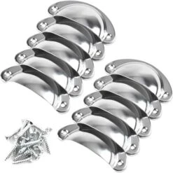 10pcs Poignée De Tiroir Vintage Poignée De Coquille Bouton De Porte Poignée De Meuble Cuisine Poignée Bouton En Forme De Coquille Poignée Bouton De Porte Décoration Rétro Pour Meuble Tiroir, Avec Vis