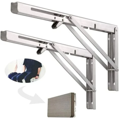 Étagère Murale Pliante De 500 Mm, Support De Pliant En Acier Inoxydable 304 Pour établi, Équerre Pliante Support, Equerre Pour Etagere Murale(2 Pièces), Argenté 1 Étagère Murale Pliante De 500 Mm, Support De Pliant En Acier Inoxydable 304 Pour établi, Équerre Pliante Support, Equerre Pour Etagere Murale(2 Pièces), Argenté