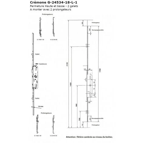 Crémone Barillet 25/70 Ajustable Haut Et Bas Longueur 2030mm - FERCO - G-24534-20-L-1 3 Crémone Barillet 25/70 Ajustable Haut Et Bas Longueur 2030mm - FERCO - G-24534-20-L-1 – Image 3
