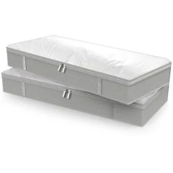 Sacs Pliables Sous Le Lit, 2 Paquets, Grandes Botes De Rangement Sous Le Lit, Sacs De Rangement épais Et Respirants Sous Le Lit Pour Vêtements, Organisateur à Fermeture éclair,Gris Clair -Promos Matériel Boutique 78766891 3