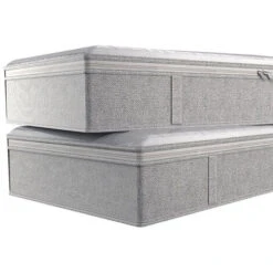 Sacs Pliables Sous Le Lit, 2 Paquets, Grandes Botes De Rangement Sous Le Lit, Sacs De Rangement épais Et Respirants Sous Le Lit Pour Vêtements, Organisateur à Fermeture éclair,Gris Clair -Promos Matériel Boutique 78766891 4