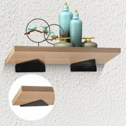 4 Pièces Supports D'étagère Flottants, Supports à Tablettes Muraux Triangulaires Invisibles, Equerre Etagere Murale Métal Pour étagère -Promos Matériel Boutique 78948724 3