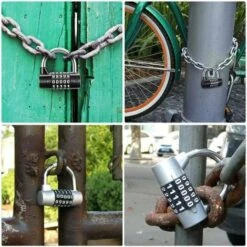 Cadenas à Combinaison Numérique Mécanique Noir 2 Pièces, Serrure à Combinaison En Alliage De Zinc De Type U Pour La Maison -Promos Matériel Boutique 78951236 5