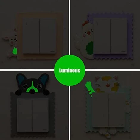 4 PièCes Sticker Mural Interrupteur,Stickers Muraux Lumineux Fluorescents,Forme De Dessin Animé Animal, DéCorer La Prise D'Interrupteur De La Chambre Des Enfants, 4 4 PièCes Sticker Mural Interrupteur,Stickers Muraux Lumineux Fluorescents,Forme De Dessin Animé Animal, DéCorer La Prise D'Interrupteur De La Chambre Des Enfants, – Image 4