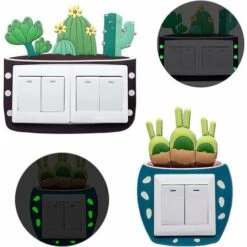 2 Pièces Cactus Silicone Lumineux Murale Interrupteur Autocollants, Stickers Autocollant Mural Lumineux Interrupteur Pour Décoration De Maison Pour Chambre D'enfant,