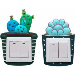 5 Pièces Cactus Silicone Lumineux Murale Interrupteur Autocollants, Stickers Autocollant Mural Lumineux Interrupteur Pour Décoration De Maison Pour Chambre D'enfant, -Promos Matériel Boutique 79286718 3