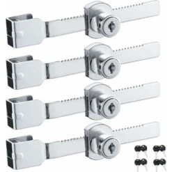 Lot De 4 Verrous De Porte Coulissante En Verre Avec Finition Chromée, Clés Identiques,petites,