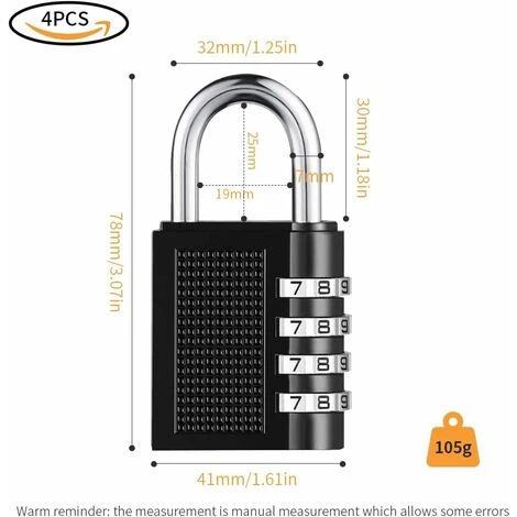 Cadenas à Combinaison De 4 Chiffres 4 Pack Cadenas à Code Rrure à Combinaison Robuste Pour Familles Ecoles Entreprises Casiers à Bagages Et Boîte à Outils JUNJUN 2 Cadenas à Combinaison De 4 Chiffres 4 Pack Cadenas à Code Rrure à Combinaison Robuste Pour Familles Ecoles Entreprises Casiers à Bagages Et Boîte à Outils JUNJUN – Image 2