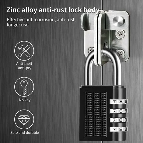 Cadenas à Combinaison De 4 Chiffres 4 Pack Cadenas à Code Rrure à Combinaison Robuste Pour Familles Ecoles Entreprises Casiers à Bagages Et Boîte à Outils JUNJUN 3 Cadenas à Combinaison De 4 Chiffres 4 Pack Cadenas à Code Rrure à Combinaison Robuste Pour Familles Ecoles Entreprises Casiers à Bagages Et Boîte à Outils JUNJUN – Image 3
