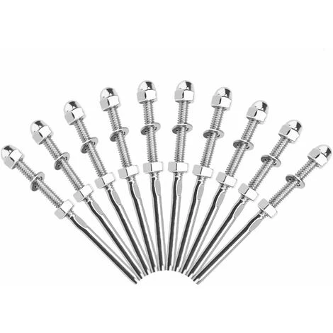 10 Pcs Tendeurs De Câbles Filetés Fendeur Câble Inox Garde Corps Câble Tendu Câble Inox Garde Corps Avec Écrou Joint Pour Systèmes Gréement Garde-Corps 1/8" 1 10 Pcs Tendeurs De Câbles Filetés Fendeur Câble Inox Garde Corps Câble Tendu Câble Inox Garde Corps Avec Écrou Joint Pour Systèmes Gréement Garde-Corps 1/8"